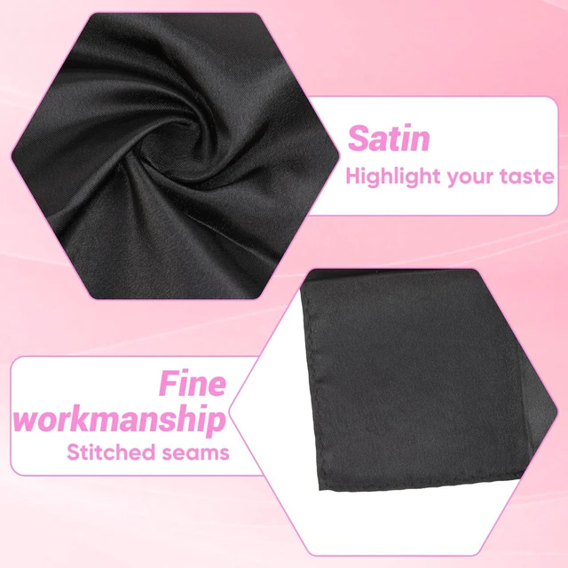 Alt view image 3 of 7 - Men's Pocket Square Satin Pocket Square for Men Solid Color Handkerchief Suit Pocket Squares Classic Pure Silk Hankies(Black)