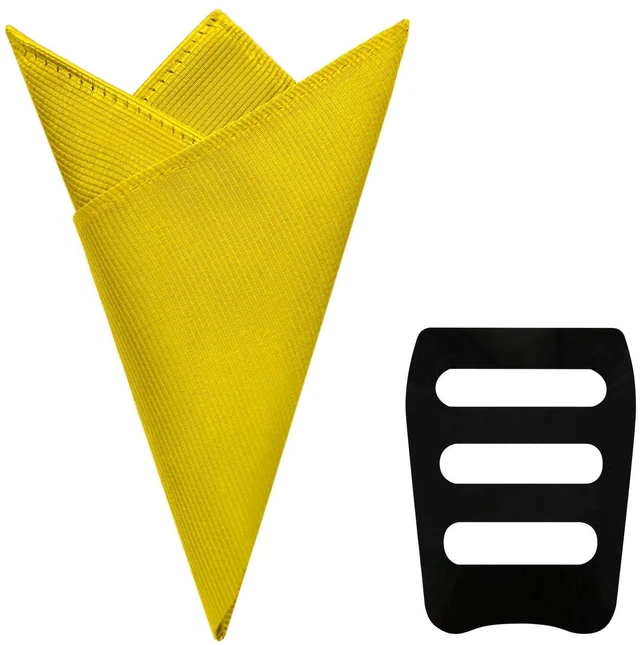 Main image of Mantieqingway Mens Handkerchiefs, Solid Colors Hankies with Pocket Squares Holder for Suit, Daily, Wedding, Party, Banquet (Yellow)