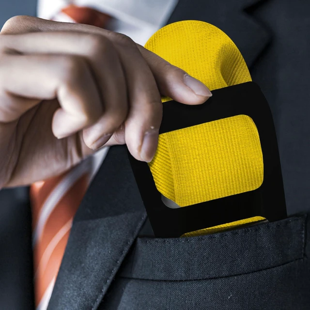 Alt view image 2 of 6 - Mantieqingway Mens Handkerchiefs, Solid Colors Hankies with Pocket Squares Holder for Suit, Daily, Wedding, Party, Banquet (Yellow)