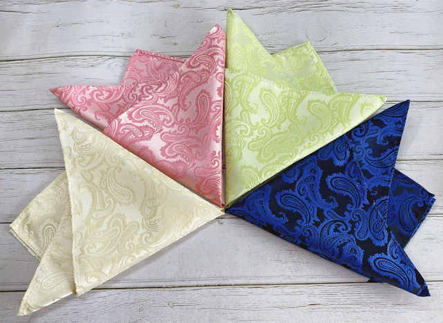 Alt view image 3 of 7 - Mens Light Green Paisley Pocket Square Hanky Handkerchief