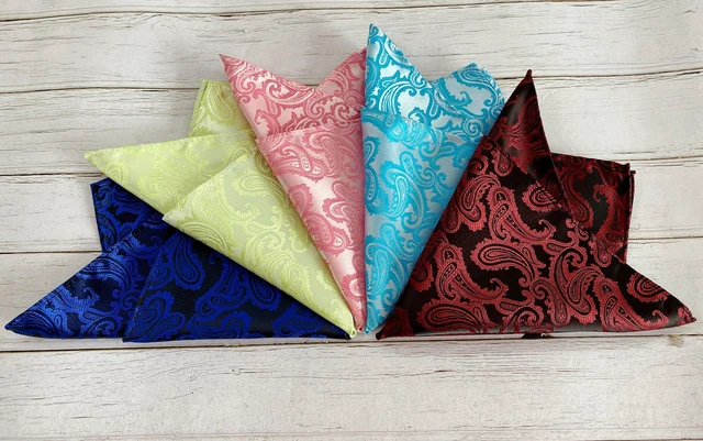 Alt view image 4 of 7 - Mens Light Green Paisley Pocket Square Hanky Handkerchief