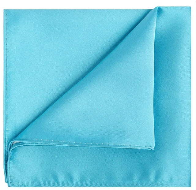 Main image of Turquoise Blue Pocket Square Mens Satin Handkerchief + Gift Box