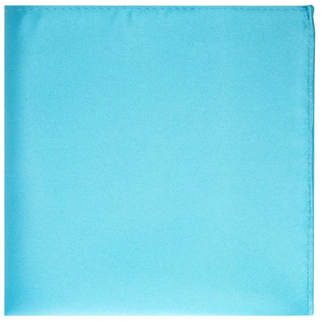 Alt view image 2 of 7 - Turquoise Blue Pocket Square Mens Satin Handkerchief + Gift Box