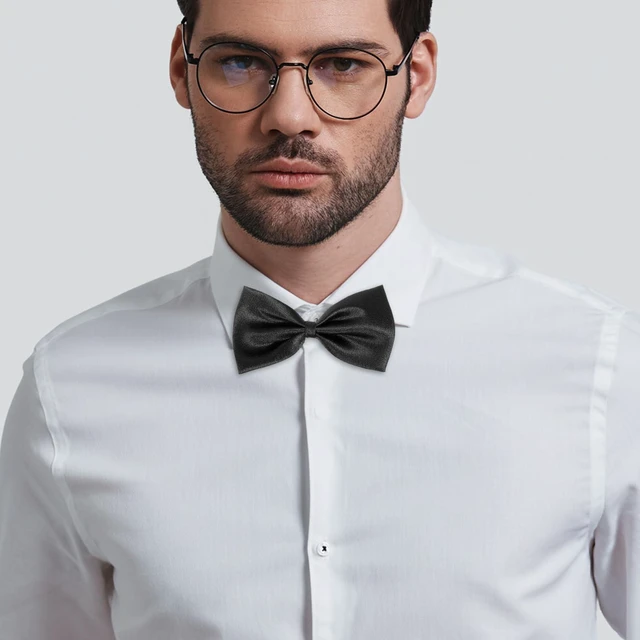Alt view image 4 of 7 - 8 Pcs Black Bow Tie, Pre-tied Adjustable 8-15 Inch Formal Bowtie Set for Men & Boys, Wedding, Prom, Tuxedo (Polyester, Elegant Black)