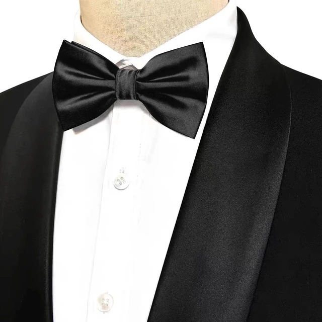 Alt view image 2 of 4 - RBOCOTT Black Bow Tie Adjustable Bowtie for Men Wedding Party(1)