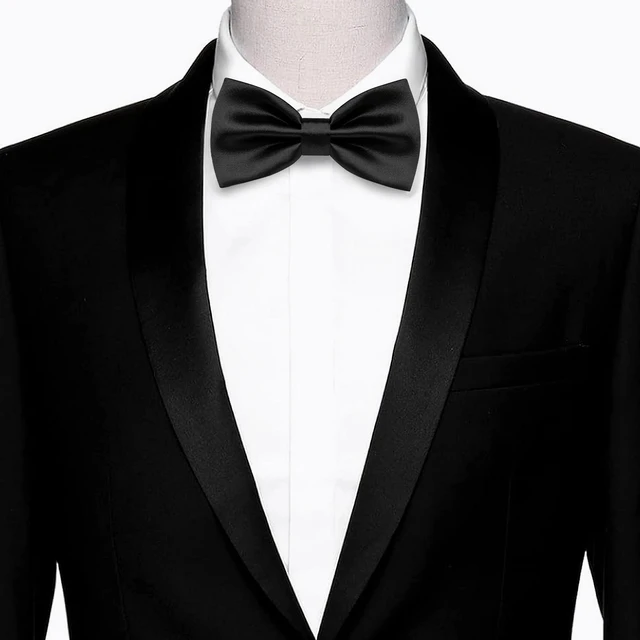 Alt view image 4 of 4 - RBOCOTT Black Bow Tie Adjustable Bowtie for Men Wedding Party(1)