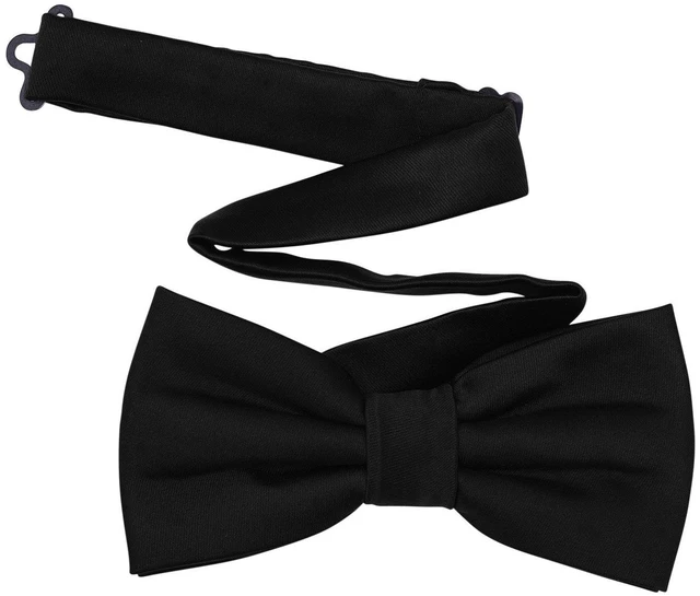 Main image of TINYHI Men's Pre-Tied Satin Formal Tuxedo Bowtie Adjustable Length Satin Bow Tie Black One Size