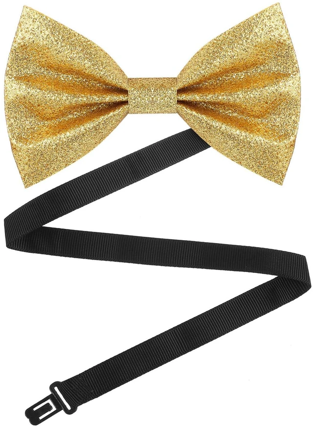Main image of Gold Bow Tie, Sequin Bow Tie, Adjustable Length Fancy Pre-Tied Glitter Shiny Sequin Bow for Men Banquet Carnival Party Christmas Fancy Dress Wedding (4.72 × 2.76 Inches)