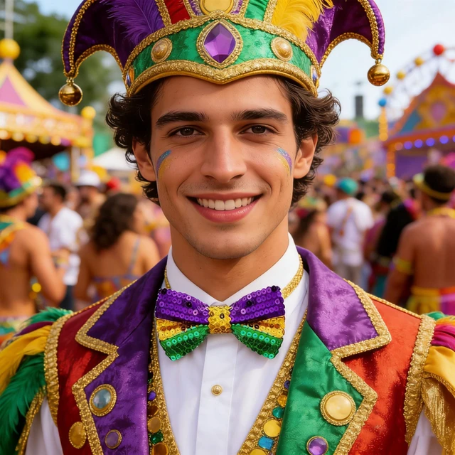 Alt view image 5 of 5 - Mawjom Sequin Mardi Gras style Bow Tie for Men Women Carnival Celebration Neck Bowtie Accessories