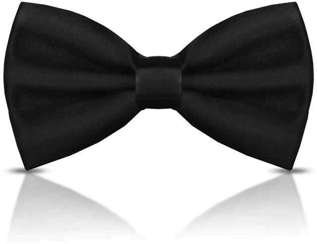 Main image of Men's Bow Ties Solid Color Pre-Tied Bow Tie Satin Formal Tuxedo Bowtie Adjustable Neck Bowtie for Men Wedding Party (Black)