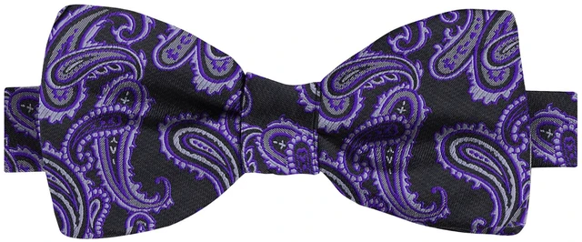 Alt view image 2 of 5 - Mens Self Tied Bow Tie Paisley Purple Black Holiday Bowties
