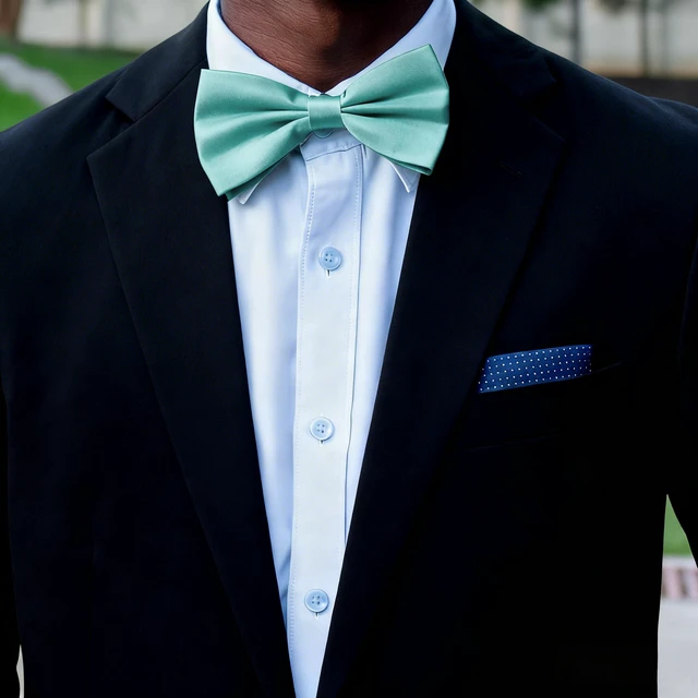 Alt view image 3 of 5 - XEF Pre-tied Bow Ties for Men Satin Formal Adjustable Neck Bowtie for Wedding Party Tuxedo Bowties Blue