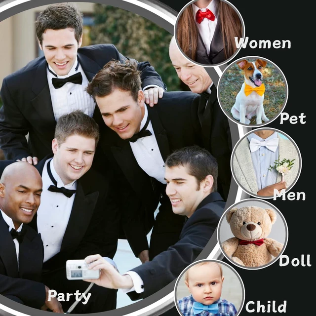 Alt view image 4 of 5 - XEF Pre-tied Bow Ties for Men Satin Formal Adjustable Neck Bowtie for Wedding Party Tuxedo Bowties Blue