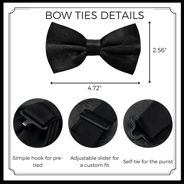 Alt view image 5 of 5 - XEF Pre-tied Bow Ties for Men Satin Formal Adjustable Neck Bowtie for Wedding Party Tuxedo Bowties Blue