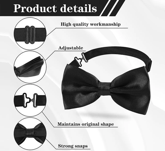 Alt view image 3 of 7 - 2PCS Bow Ties for Men, Adjustable Black Bow Tie, Classic Bow Tie for Weddings, Banquets, Bands, Graduations, Christmas, Celebrations and Any Other Formal Occasions