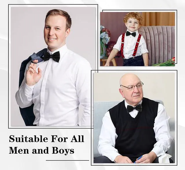 Alt view image 5 of 7 - 2PCS Bow Ties for Men, Adjustable Black Bow Tie, Classic Bow Tie for Weddings, Banquets, Bands, Graduations, Christmas, Celebrations and Any Other Formal Occasions