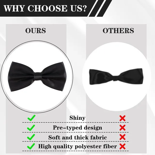 Alt view image 4 of 7 - 2PCS Bow Ties for Men, Adjustable Black Bow Tie, Classic Bow Tie for Weddings, Banquets, Bands, Graduations, Christmas, Celebrations and Any Other Formal Occasions