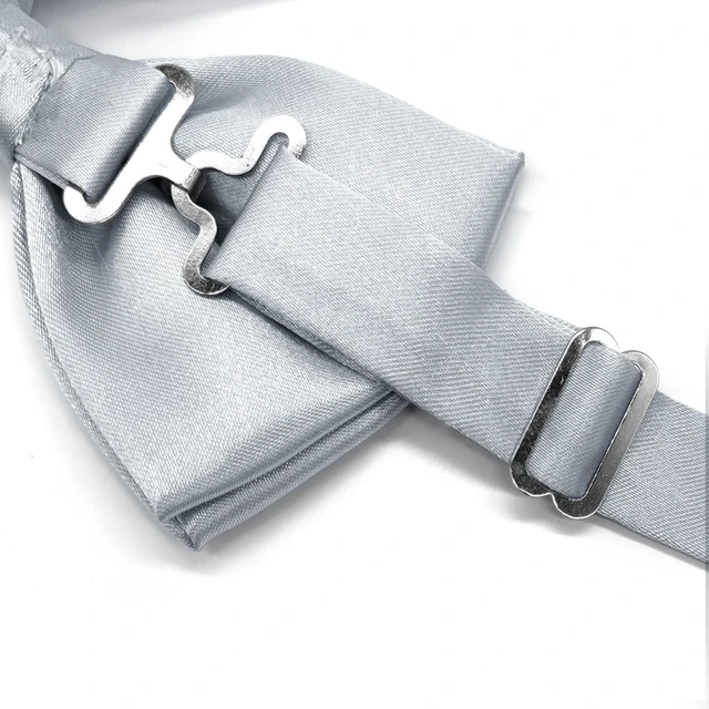 Alt view image 2 of 6 - Adjustable Men Bowtie, Pre-tied Bow Tie for Parties (Silver) | Easy to Wear, Classic Clip-on Bow Tie, Holds Shape, for Tuxedo, Shirt, Suit, Formal Attire, Wedding, Prom