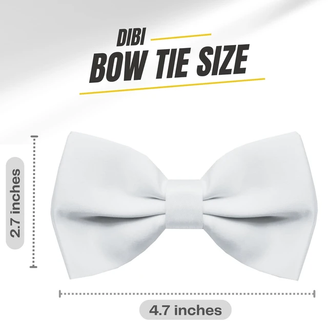 Alt view image 3 of 6 - Dibi Mens Solid Color Formal Pre Tied Bow Ties - Mens Bowties - Adjustable Bow Tie (White)