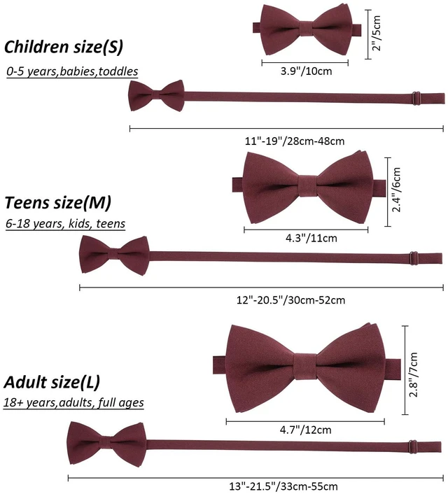 Alt view image 2 of 7 - Pre-Tied Men Bow Tie Adjustable Solid Bowtie for for Men Adult Kid