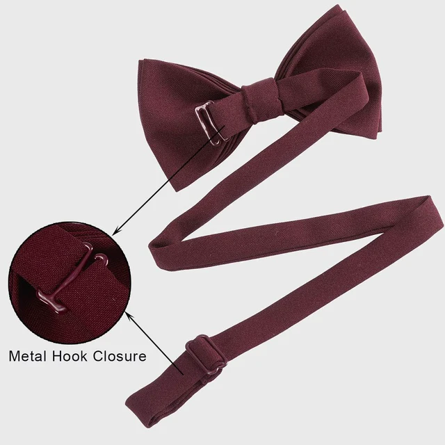 Alt view image 5 of 7 - Pre-Tied Men Bow Tie Adjustable Solid Bowtie for for Men Adult Kid