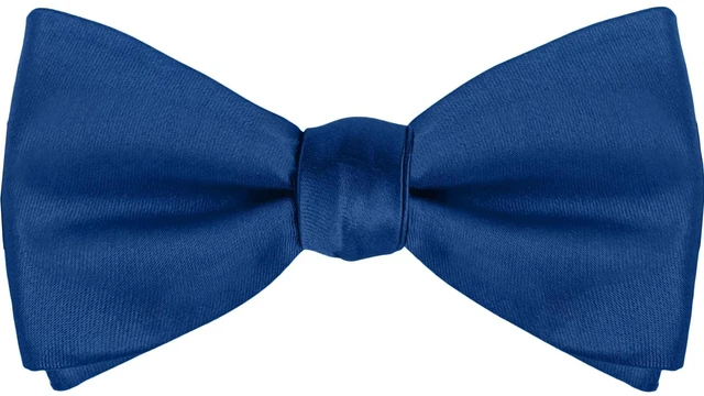 Main image of Mens Pre-Tied Bow Tie Yale Blue Classic Solid Satin Tuxedo Bowties