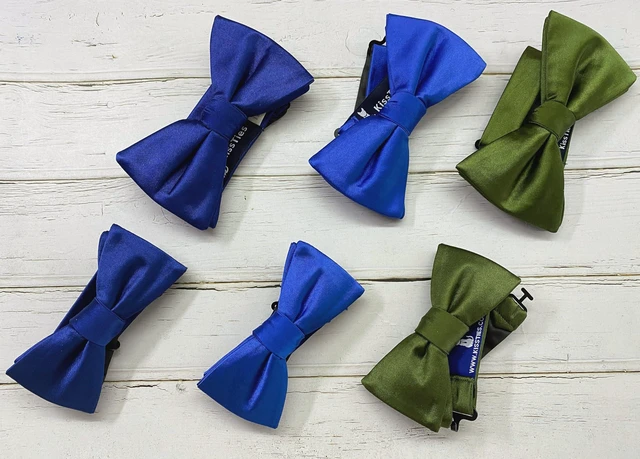 Alt view image 3 of 5 - Mens Pre-Tied Bow Tie Yale Blue Classic Solid Satin Tuxedo Bowties