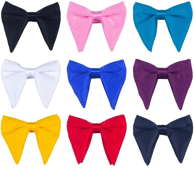 Alt view image 2 of 5 - Lovacely Mens Oversized Satin Silk Bow Tie Solid Color Formal Tuxedo Big Bowtie PB734-A Black