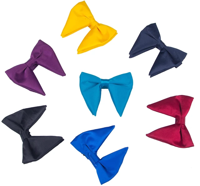 Alt view image 3 of 5 - Lovacely Mens Oversized Satin Silk Bow Tie Solid Color Formal Tuxedo Big Bowtie PB734-A Black