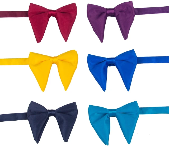 Alt view image 4 of 5 - Lovacely Mens Oversized Satin Silk Bow Tie Solid Color Formal Tuxedo Big Bowtie PB734-A Black