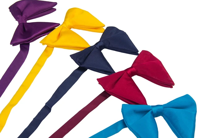 Alt view image 5 of 5 - Lovacely Mens Oversized Satin Silk Bow Tie Solid Color Formal Tuxedo Big Bowtie PB734-A Black