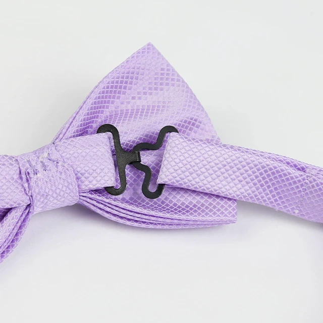 Alt view image 4 of 6 - Alizeal Mens Solid Mini Squares Formal Banded Bow Ties (Lilac)