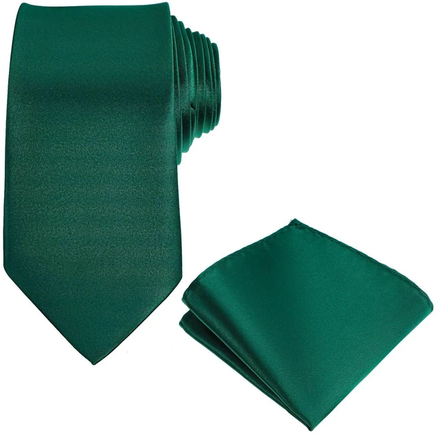 Main image of Solid Satin Woven dyed Color Formal Necktie and Pocket Square Sets | Mens Solid Color Tie, and Handkerchief, for Men, Wedding Party, Formal Business