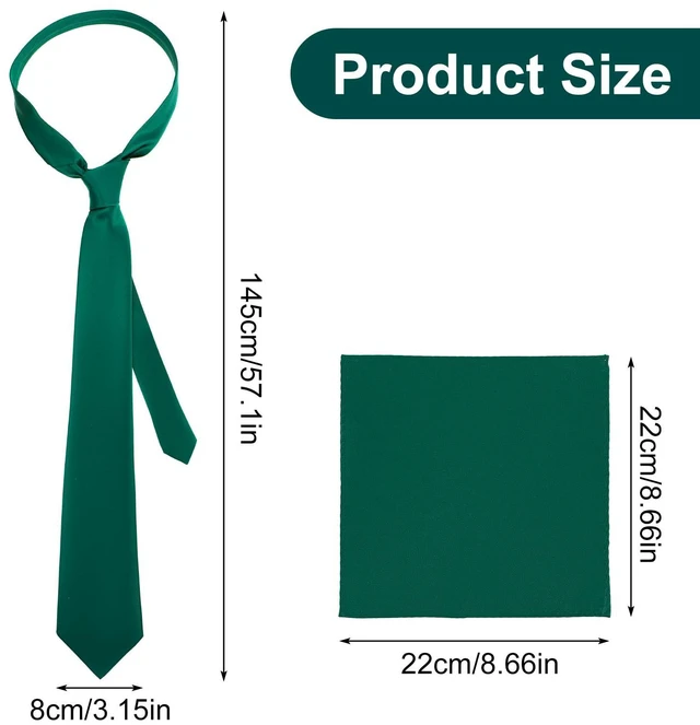Alt view image 2 of 7 - Solid Satin Woven dyed Color Formal Necktie and Pocket Square Sets | Mens Solid Color Tie, and Handkerchief, for Men, Wedding Party, Formal Business