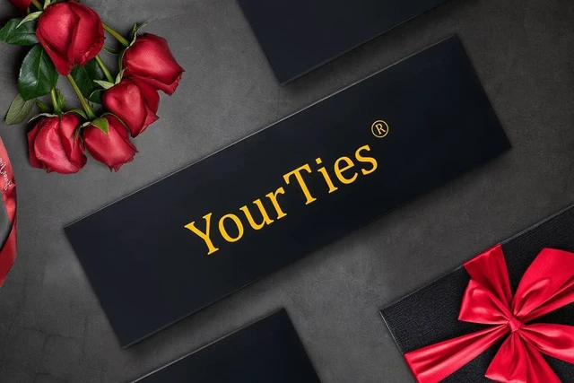 Alt view image 6 of 7 - YourTies Rust Red Mens Tie Set Polka Dot Silk Necktie Pocket Square Cufflinks Woven Jacquard Formal Classic Wedding Party