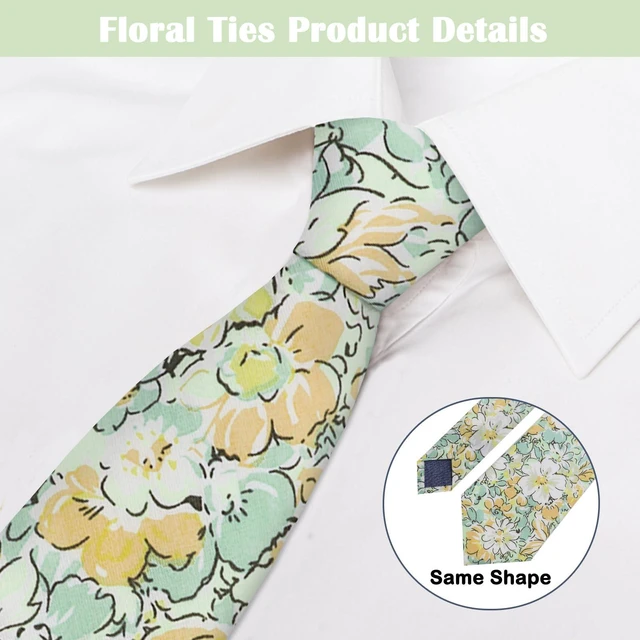 Alt view image 2 of 7 - Mantieqingway Ties for Men, 2.76'' Cotton Floral Tie Men's Neckties for Weddings Groomsmens Dances Party Valentine's Day Gift (Style-17)
