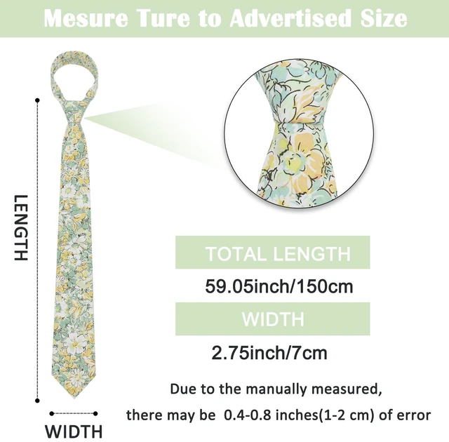 Alt view image 6 of 7 - Mantieqingway Ties for Men, 2.76'' Cotton Floral Tie Men's Neckties for Weddings Groomsmens Dances Party Valentine's Day Gift (Style-17)