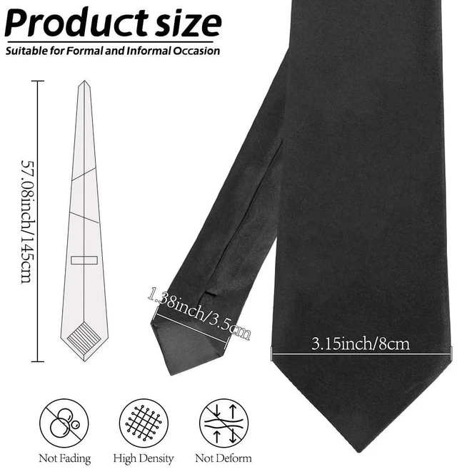 Alt view image 2 of 7 - Black Tie, Mens Ties, Black Ties for Men, Satin Men's Neckties, Neck Ties Mens, Black Mens Tie Wedding Guest Dress