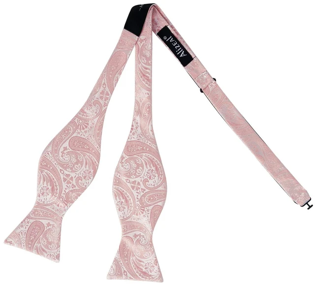 Alt view image 3 of 5 - Alizeal Mens 2pcs Paisley Self-tied Bow Tie Set, Blush Pink | Pocket Square Perfect for Weddings Proms Business