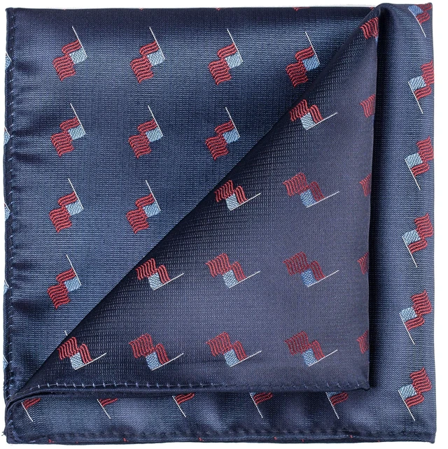 Alt view image 4 of 7 - Mens 63'' Silk Tie Long Navy US Flag Patriotic Necktie + Pocket Square