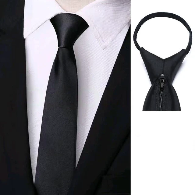 Alt view image 3 of 7 - Men's Solid Color Formal Necktie for Business-Wedding Classic Black Ties