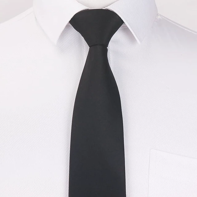 Alt view image 4 of 7 - Men's Solid Color Formal Necktie for Business-Wedding Classic Black Ties