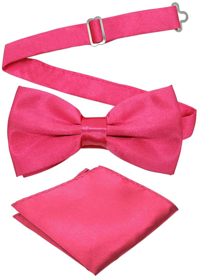 Main image of Rose Bow Tie and Handkerchief Set, Adjustable Bowtie for Men | Double Fold Pre-tied Bowtie and Pocket Square, Classic Mens Tuxedo Bow Tie for Wedding, Dinner, Prom, Party, Business