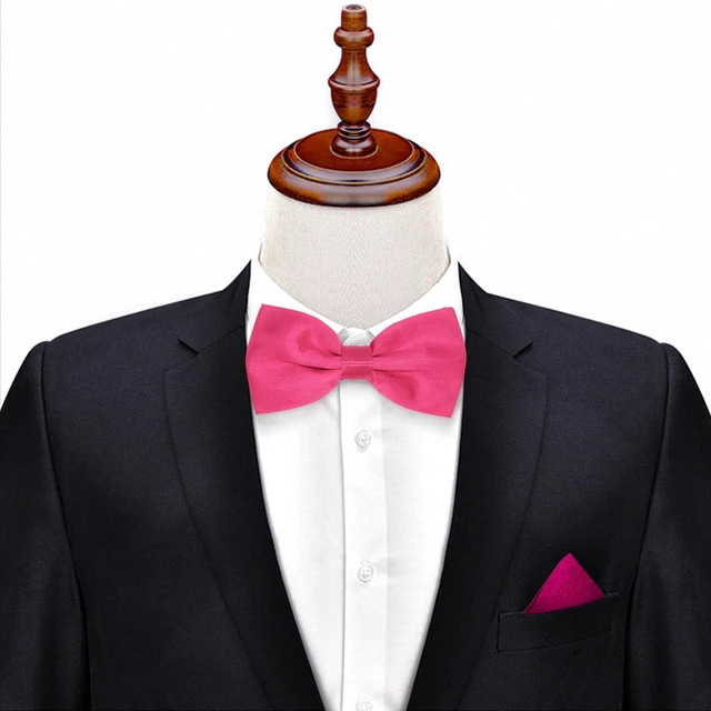 Alt view image 5 of 7 - Rose Bow Tie and Handkerchief Set, Adjustable Bowtie for Men | Double Fold Pre-tied Bowtie and Pocket Square, Classic Mens Tuxedo Bow Tie for Wedding, Dinner, Prom, Party, Business