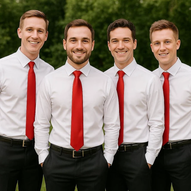 Alt view image 4 of 6 - Ties for Men - Mens Red Tie - Men's Solid Color Costume Ties - Formal Neckties for Men - Neck Tie for Man (Red)