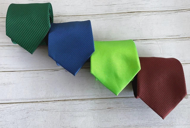 Alt view image 3 of 4 - Mens Tie 63'' Length Green Solid Striped Necktie