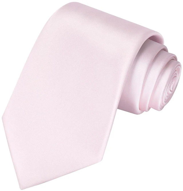 Main image of Mens Petal Pink Tie Solid Wedding Blush Necktie For Men + Gift Box