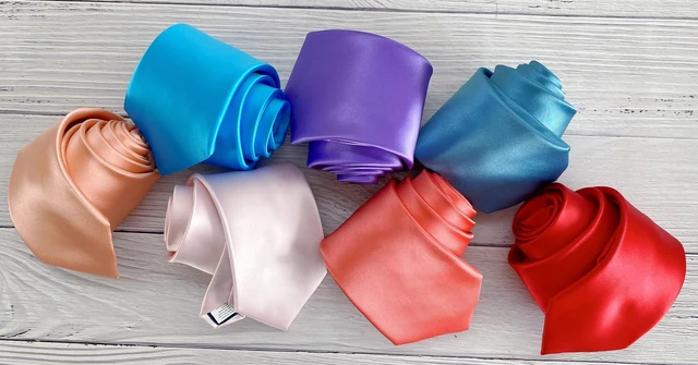 Alt view image 5 of 7 - Mens Petal Pink Tie Solid Wedding Blush Necktie For Men + Gift Box
