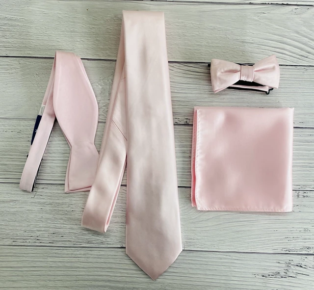Alt view image 4 of 7 - Mens Petal Pink Tie Solid Wedding Blush Necktie For Men + Gift Box