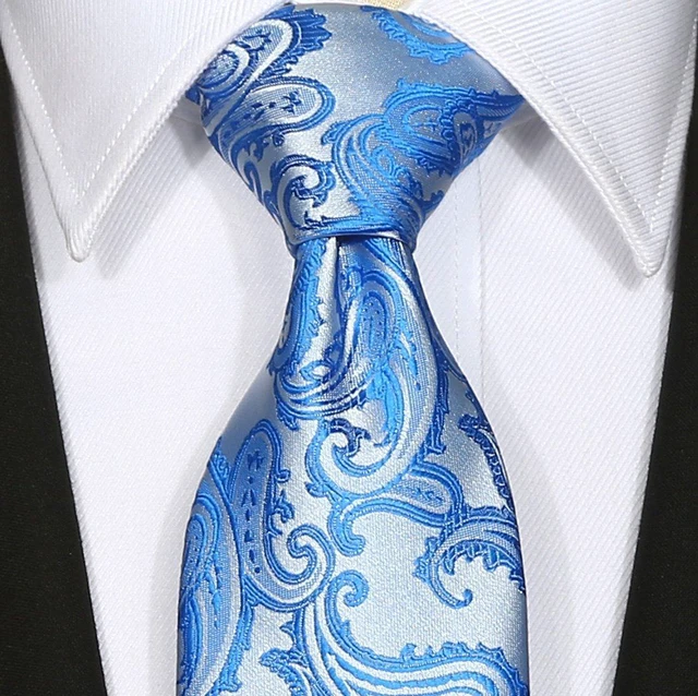 Alt view image 3 of 5 - 2.4'' Skinny Tie Blue Paisley Slim Necktie for Men + Gift Box